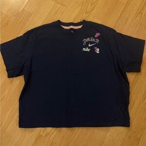 Nike Navy Girl’s Cropped Tee with Embroidered Accents